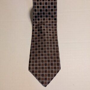 Johnston & Murphy Brown Tie, 100% Silk, Made in New York